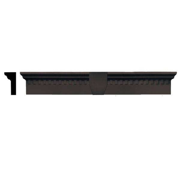 Builders Edge 2-5/8 in. x 6 in. x 37-5/8 in. Composite Classic Dentil Window Header with Keystone in 010 Musket Brown