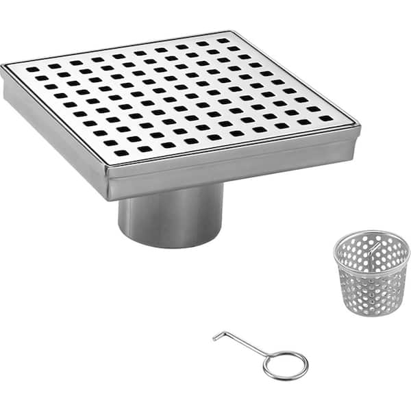 Elegante Drain Collection 4 in. Square Stainless Steel Shower Drain Square Hole Pattern