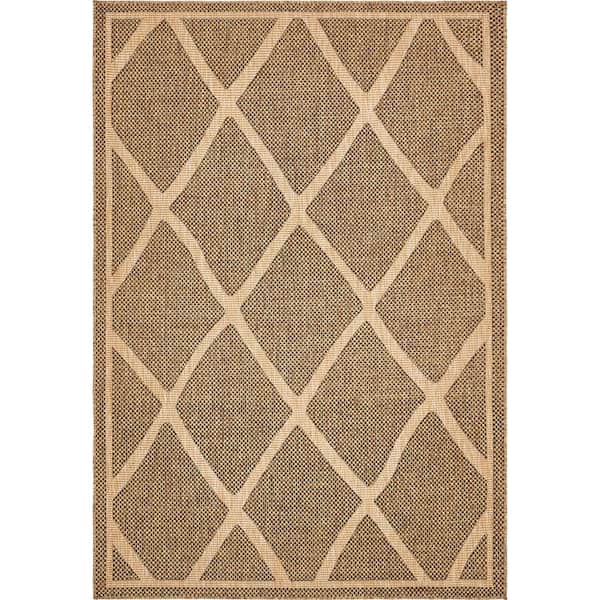 Unique Loom Outdoor Diamonds Brown 6' 0 x 9' 0 Area Rug