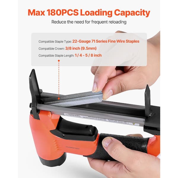 Kamsin KN7116L Pneumatic Upholstery Stapler - 22 Gauge Long Nose Staple Gun For Furniture & Woodworking