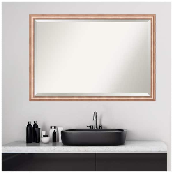 Rose Gold Bathroom Vanity Wall Mirror, Rose Gold Framed Bathroom Mirror