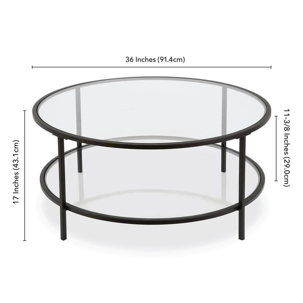36" Blackened Bronze Square Glass Coffee Table