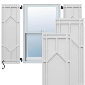 Endura Core Shaker 12 in. W x 25 in. H Raised Panel Composite Shutters Pair in White