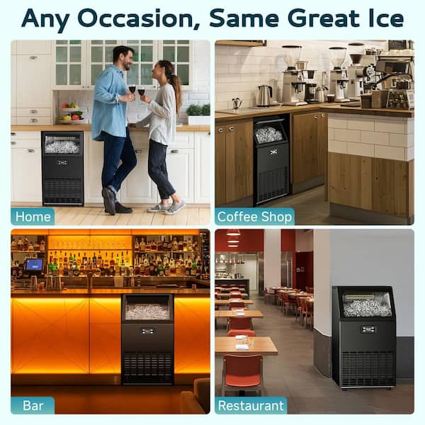 Euhomy 17.3 in. 100 lb. /24H Full Ice Sizes Commercial Ice Maker in Black, 33 lb. Storage Bin, Ice Full Alert and Auto-Cleaning