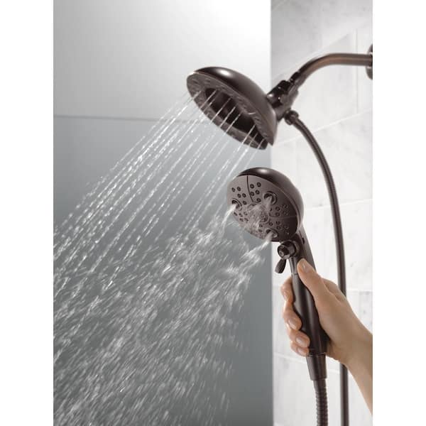 In2ition 5-Spray Patterns 1.75 GPM 6.88 in. Wall Mount Dual Shower Heads in Venetian Bronze
