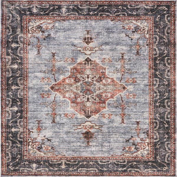 Wild Orchid Washable Dark Grey 5.3 ft. x 8 ft. Indoor Area Rug