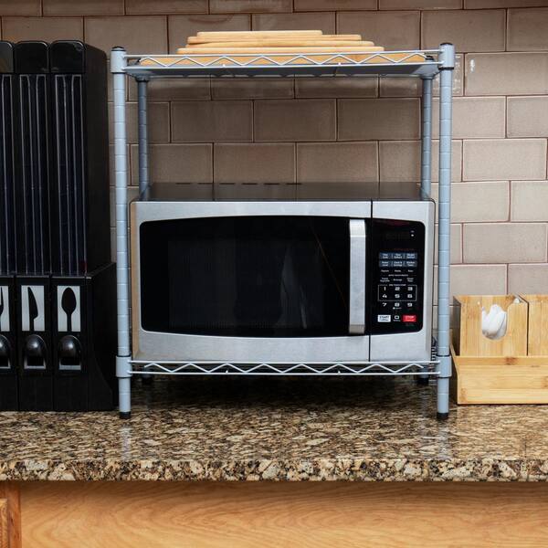 Details about   2 Tier Stainless Steel Microwave Oven Rack Stand Kitchen Storage Organiser Shelf 