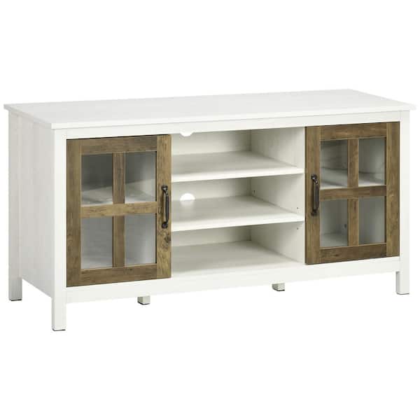 47.25 in. White Farmhouse 55 in. TV Stand, Home Entertainment