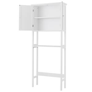 Syngar Bathroom Above Toilet Cabinet, White MDF Storage Cabinet, Bathroom Storage Space Saver with Adjustable Shelf & A Barn Door, Over The Toilet