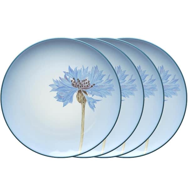 Colorwave Blue 8.25 in. (Blue) Stoneware Floral Accent Plates, (Set of 4)
