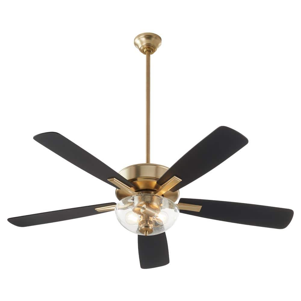Ovation 52" Aged Brass Ceiling Fan with Matte Black Blades