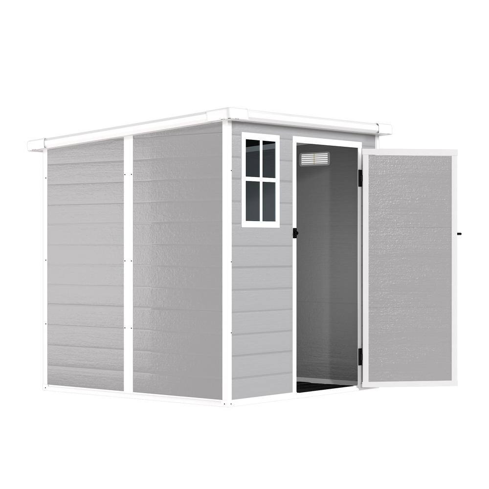 Gray 6 ft. W x 6 ft. D Waterproof Resin Outdoor Tool Storage Shed with Floo