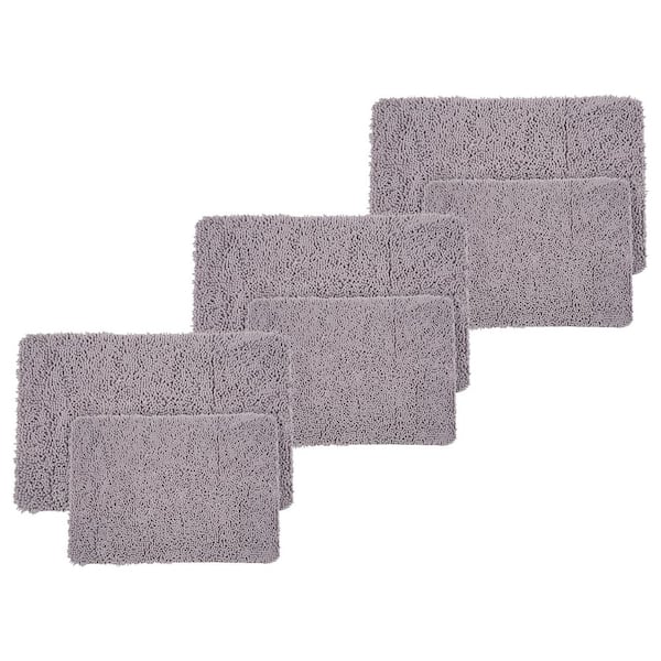 Gray 6-Piece Chenille Bath Mat Set