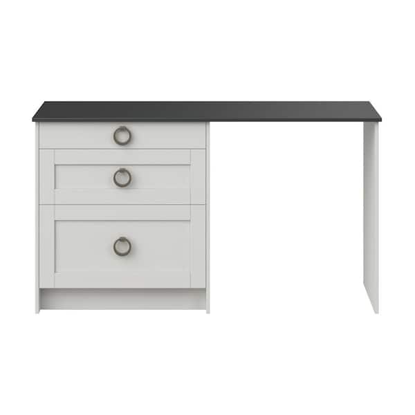 Milton 61.5 in. W x 34.5 in. H x 24 in. D Light Gray Shaker Simple Desk Bundle