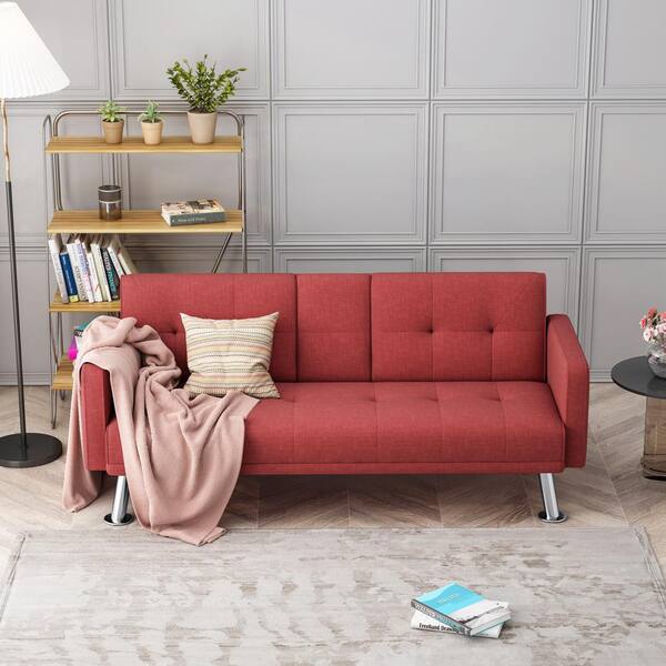 periscoop Premier Accommodatie Wateday 73.23 in. W Flared Arm Fabric Modern Straight Convertible Folding  Sleeper Sofa in Red Seats YJ-YUKI9596362 - The Home Depot
