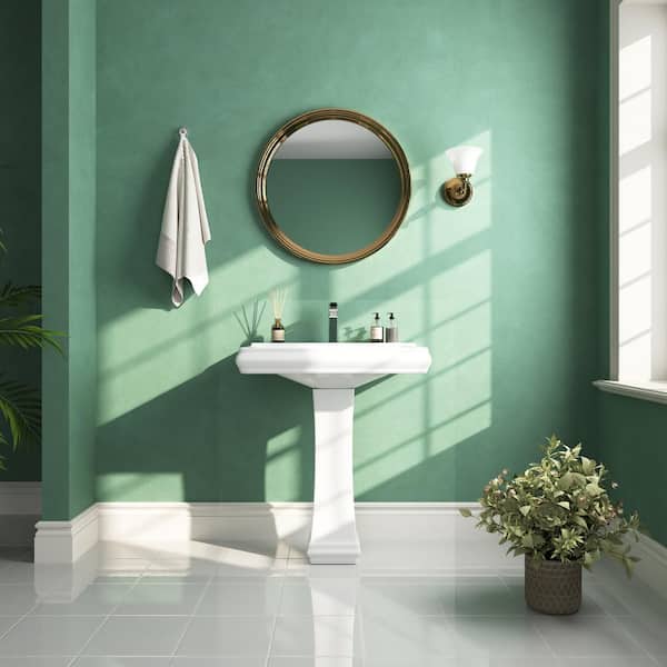 Apex 26.38 in. W x 19.69 in. D White Vitreous China Rectangular Pedestal Combo Bathroom Sink in White