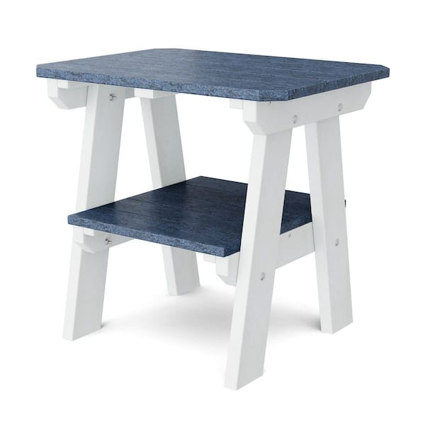 Heritage Patriot Blue and White HDPE Plastic Outdoor Side Table