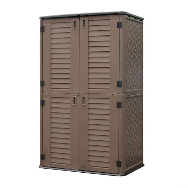 4.2 ft. W x 2.5 ft. D Brown Outdoor Resin Storage Shed with Lockable Doors, UV-Protected for Gardening Tools 10 sq. ft.