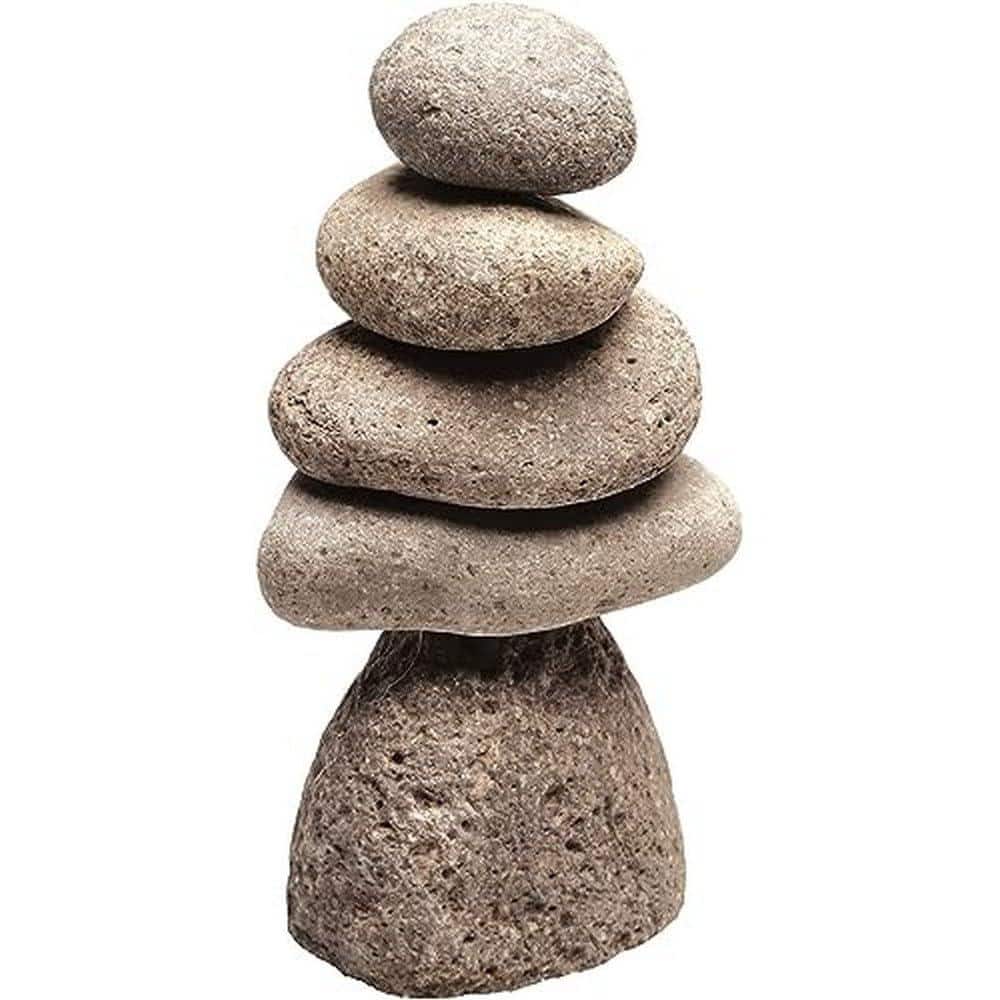 8 in. D x 4 in. W x 8 in. H 5-Stone Natural River Stone Cairn Landscape Roc