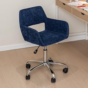 Rosa Velvet Mid-Back Design Swivel Hight Adjustable Ergonomic Gaming Chair in Blue with Arms