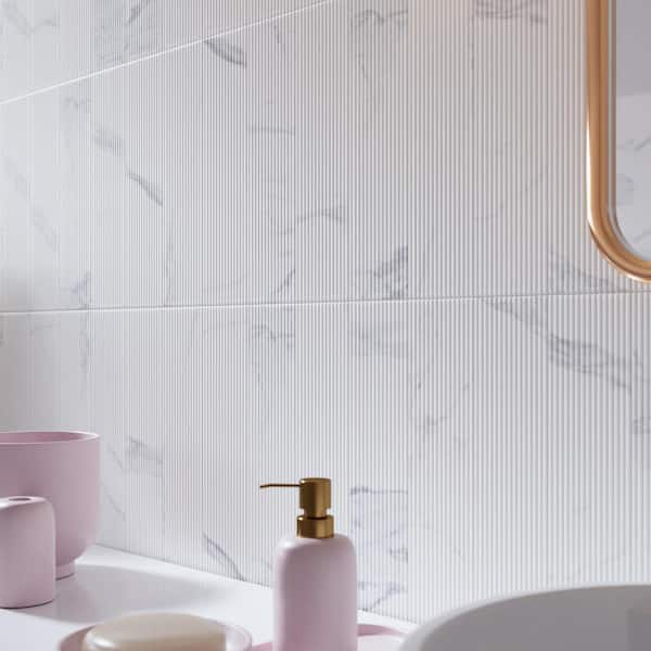 MOLOVO Paloma Calacatta Linear 2.95 in. x 11.81 in. Satin Ceramic