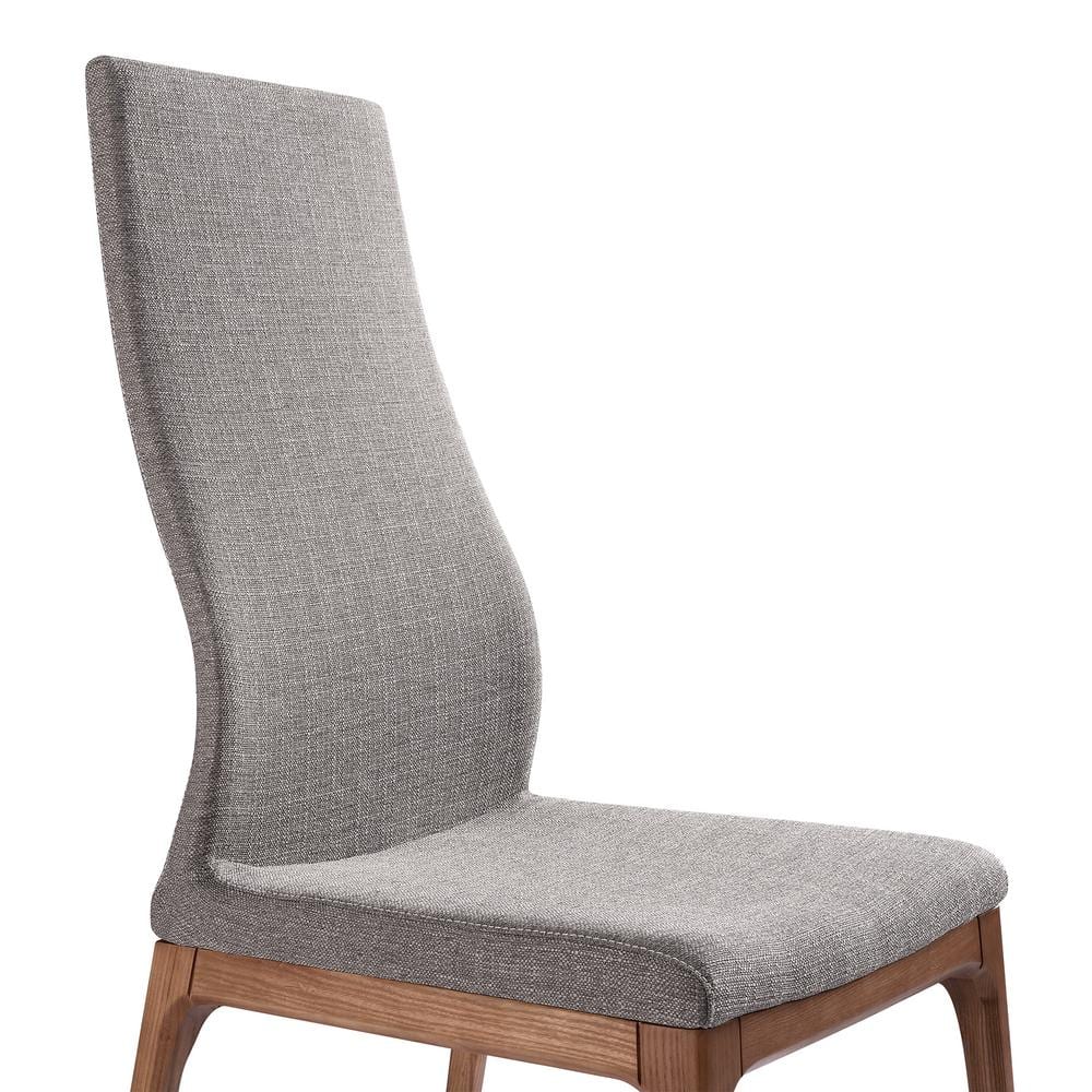 Parker 19'' Gray Fabric and Walnut Wood Mid-Century Side Chair