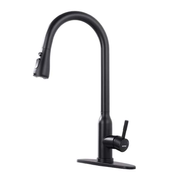 1-Piece Stainless Steel Touch Faucet in Matte Black, Smart Kitchen Sink Faucet with Pull Down Sprayer
