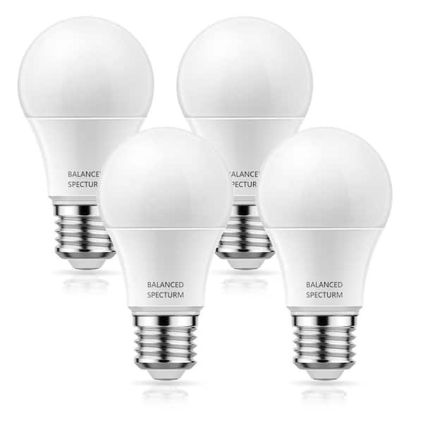 YANSUN 100-Watt Equivalent E26 A19 Medium Base Non-Dim Grow Light Bulbs, Grow Lights for Indoor Plants Full Spectrum (4-Bulb)