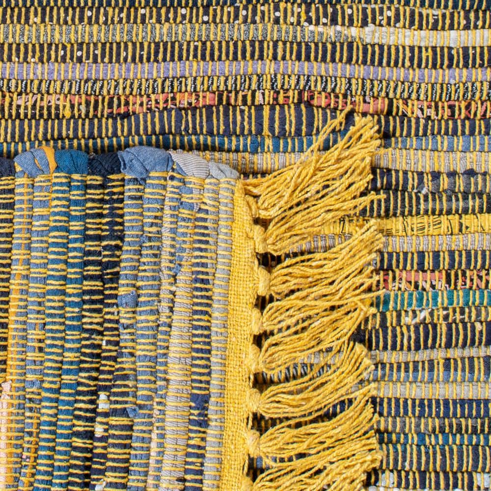 Handwoven Boho Chic Stripe Rug - 2' x 3', Yellow & Multi, Wool-Cotton Blend