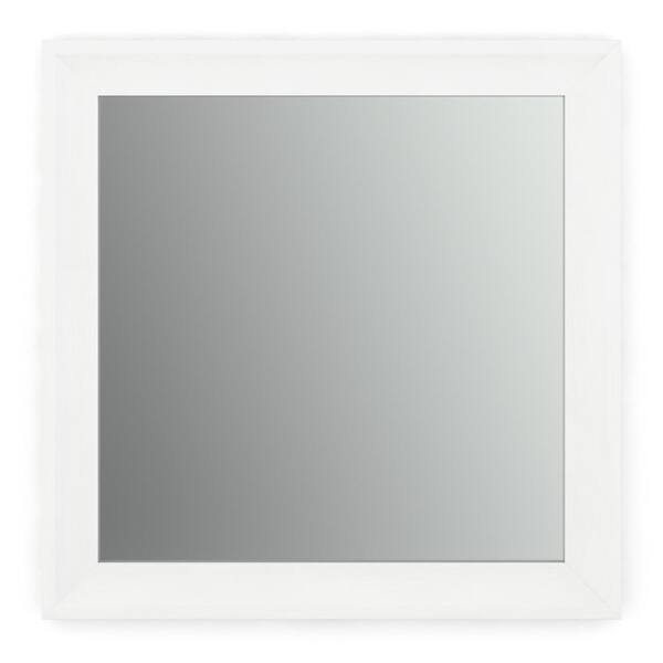 Delta 33 in. W x 33 in. H (L2) Framed Square Standard Glass Bathroom Vanity Mirror in Matte White