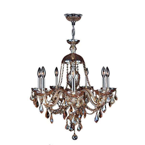 Worldwide Lighting Provence Collection 7-Light Polished Chrome and Amber Crystal Chandelier