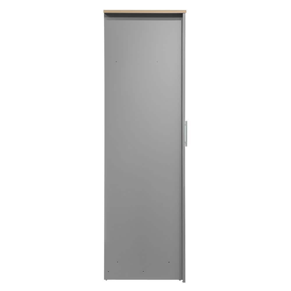 Side view of a gray wardrobe door.