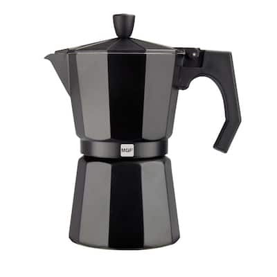 Kenia Noir 3-Cups Aluminum Expresso Coffee Maker in Black