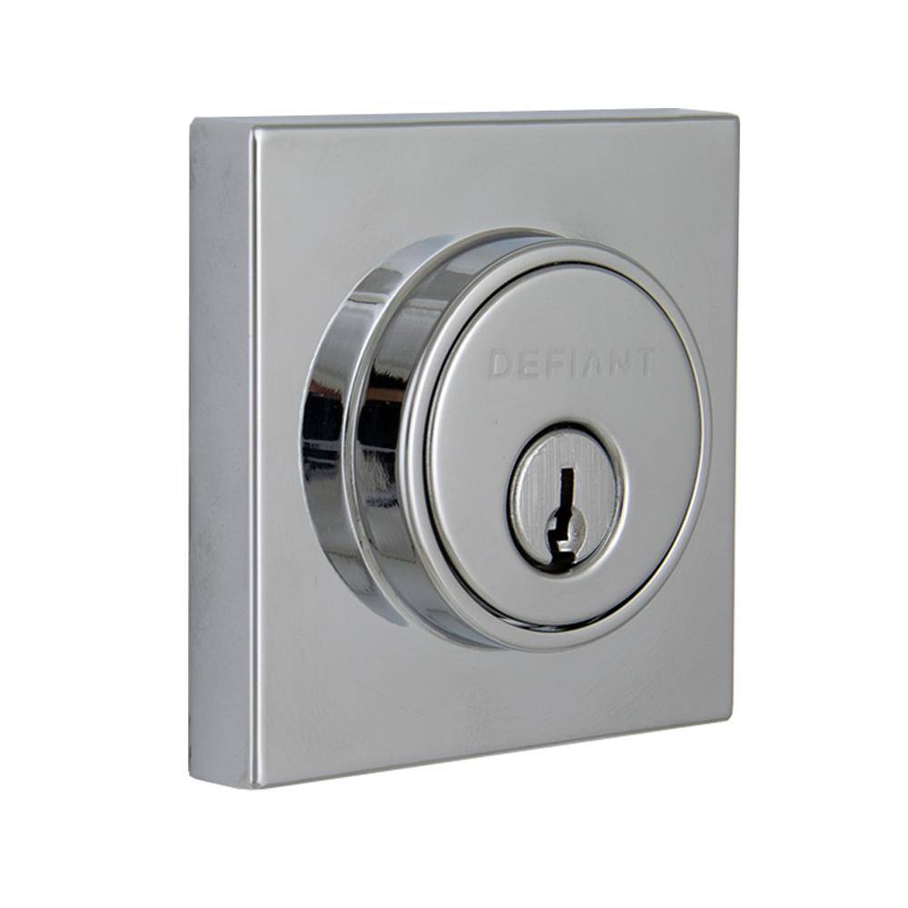 Defiant Contemporary Square Bright Chrome Double Cylinder Deadbolt