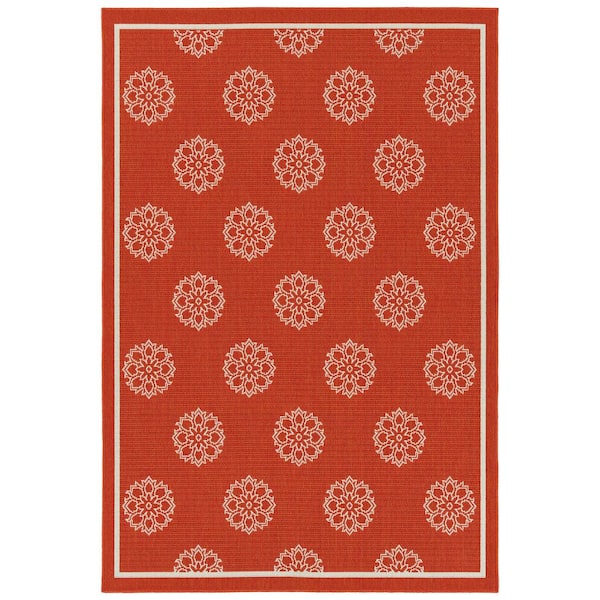 Kaleen Amalie Tangerine 3 ft. 6 in. x 5 ft. 6 in. Indoor/Outdoor Area Rug