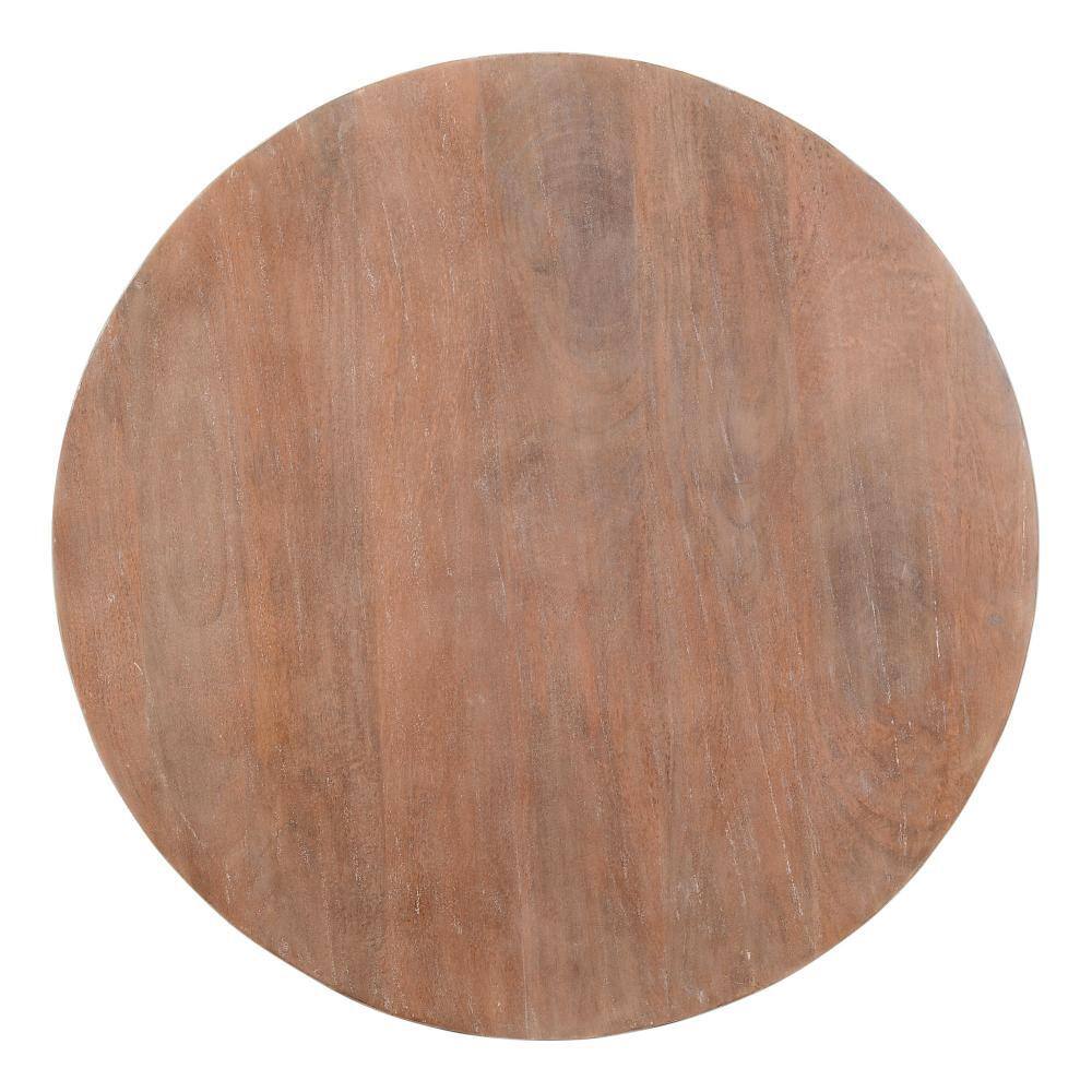Distressed Brown Mango Wood Round Drum Coffee Table