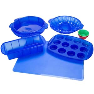11 in. x 1.5 in. Silicone Bakeware Set in Blue (18-Piece)