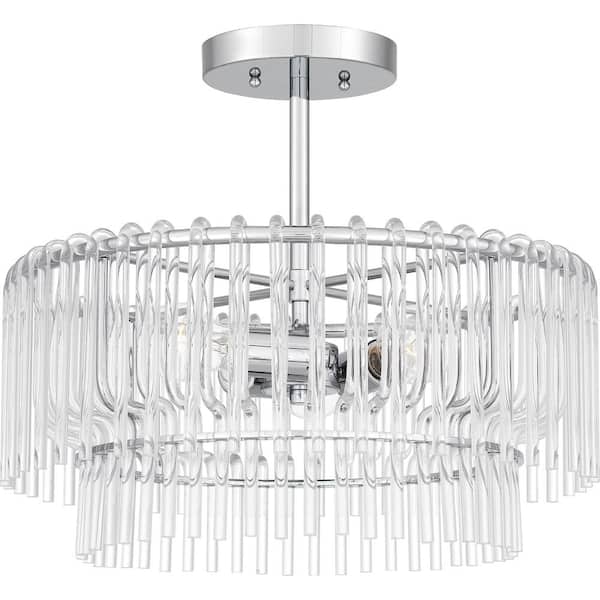 Quoizel Tayshia 18 in. 3-Light Polished Chrome Semi-Flush Mount