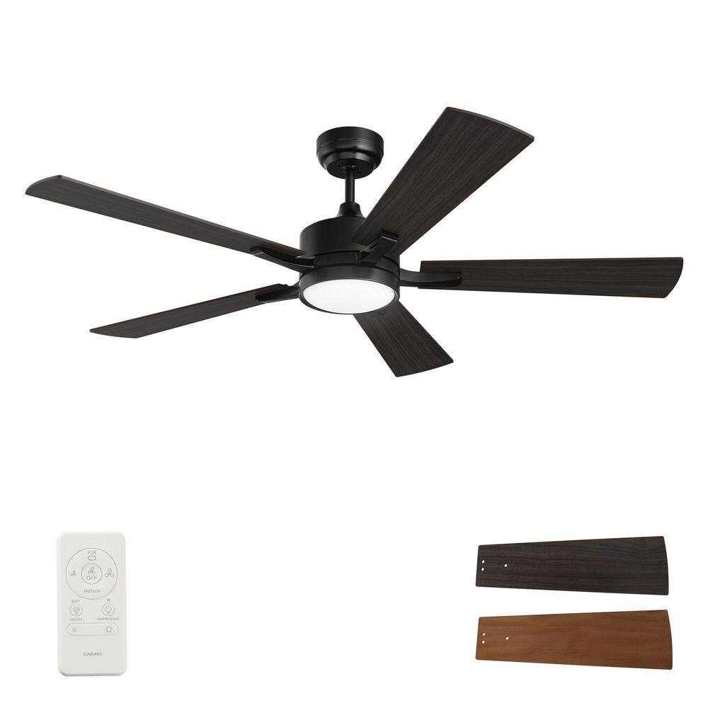 CARRO Apex 52 in. Integrated LED Indoor/Outdoor Black Smart Ceiling Fan ...