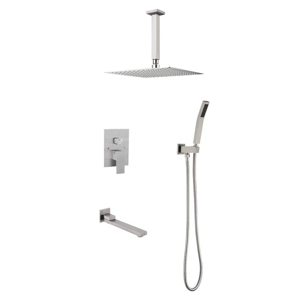 2-Spray 16 in. Dual Shower Head and Handheld Shower Head 2.5 GPM in Brushed Nickel price history on PriceWatchPro