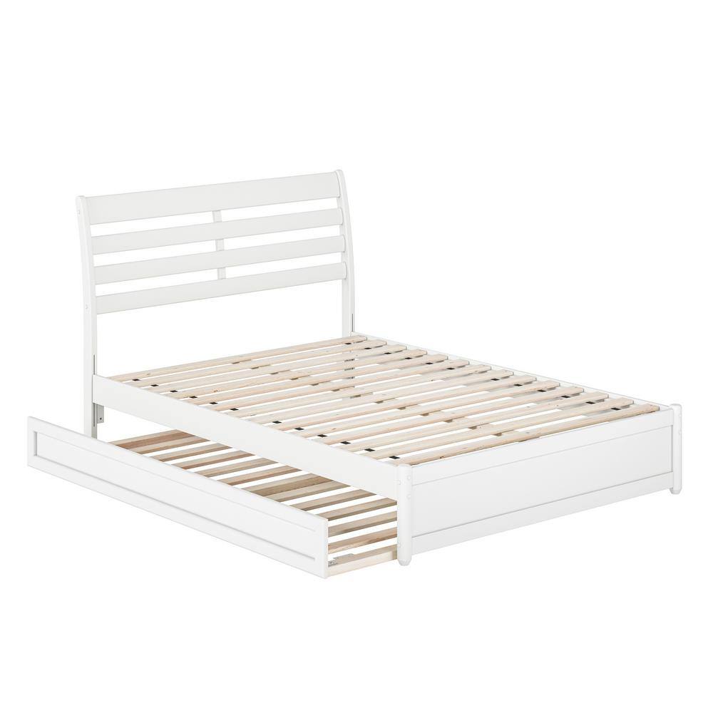 AFI Emelie White Solid Wood Frame Full Platform Bed with Panel ...