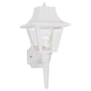 Polycarbonate 1-Light White Outdoor Wall Lantern Sconce