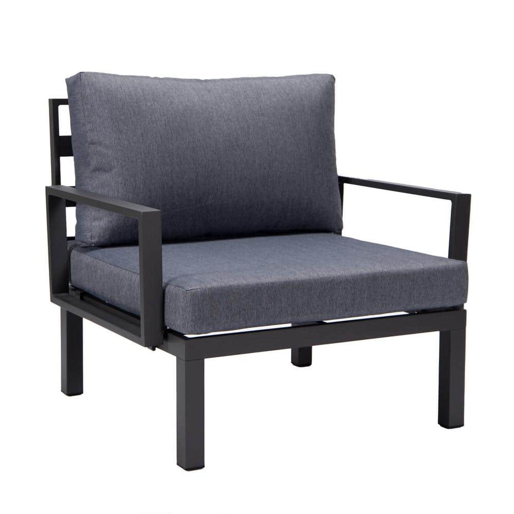 Hamilton Charcoal Blue Aluminum 6-Piece Modular Outdoor Patio Sectional Set