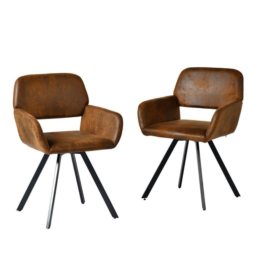 Stan 5-Piece Rectangular Dark Walnut MDF Top Dining Room Set with Suede Brown Swivel Chairs, Seats 4 price history on PriceWatchPro