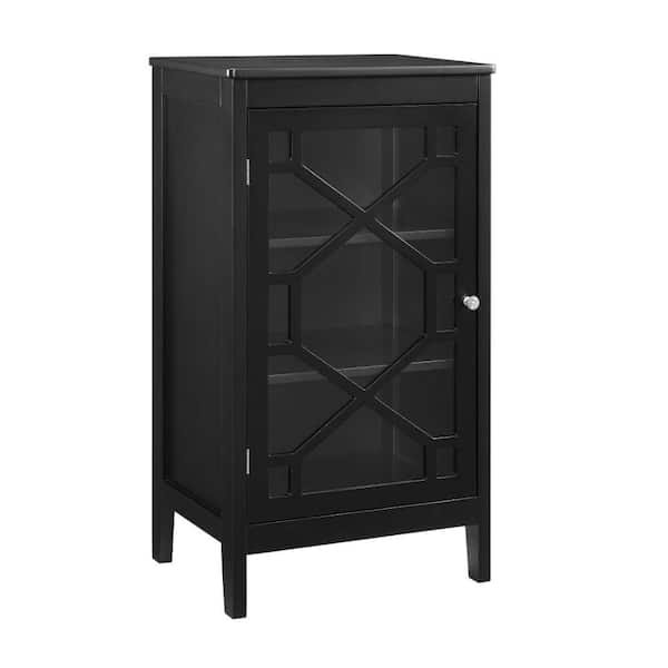 Benjara Transitional Black Small Wood And Glass Accent Cabinet With Three Shelves Bm144331 The Home Depot Benjara Transitional Black Small Wood, Small Black Accent Cabinet With Doors