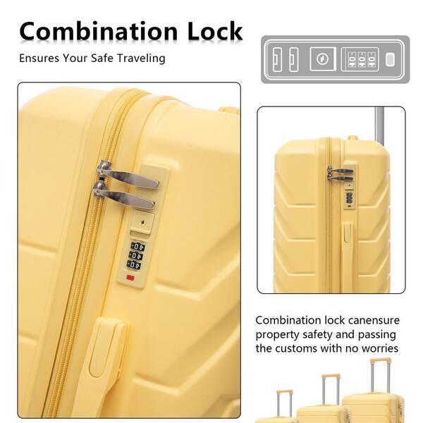 Boyel Living 3-Piece Yellow ABS Hardside Spinner Luggage Set with