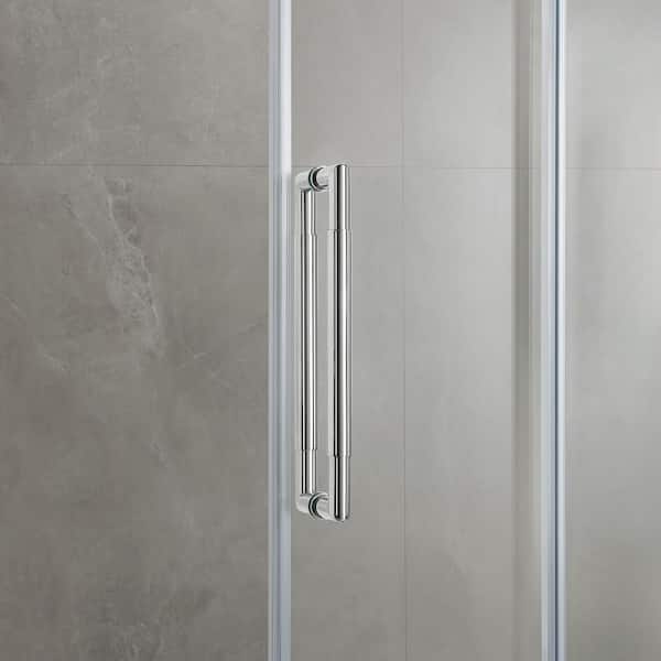 Dylan 58 1/2 in. - 60 in. W x 76 in. H Sliding Frameless Shower Door in Chrome Finish with Clear Glass