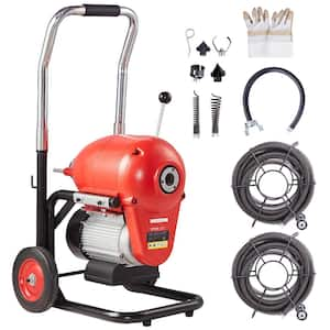 Drain Cleaner Machine 120 ft. x 6/5 in., 1100-Watt Electric Sewer Snake Auger Manual Feed - with 6 Cutters and CW/CCW