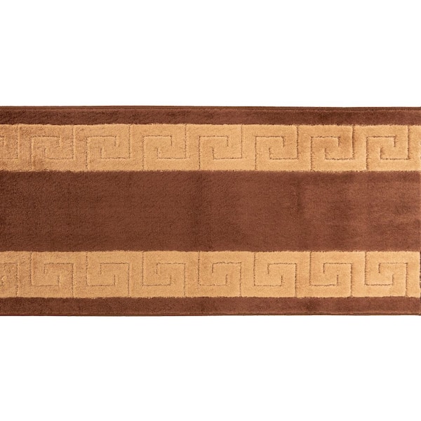 Euro Meander Design Brown 26 in. W x 504 in. L Stair Runner 91 sq. ft.