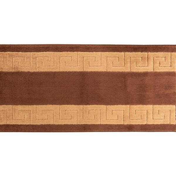 Euro Meander Design Brown 26 in. W x 516 in. L Stair Runner 93.3 sq. ft.